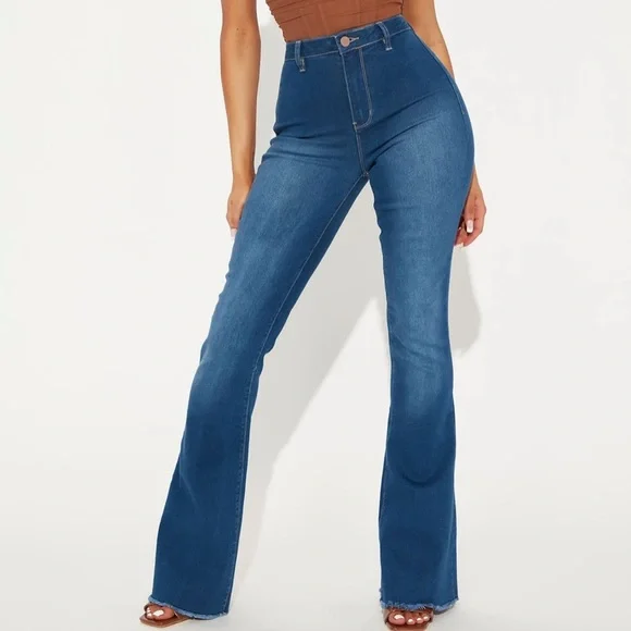 Fashion Nova Valentina High Rise Flare Jeans Medium Blue Size 11
